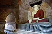 Bagan Myanmar. Sulamani temple. The heavenly restored main Buddha image of the eastern hall. 